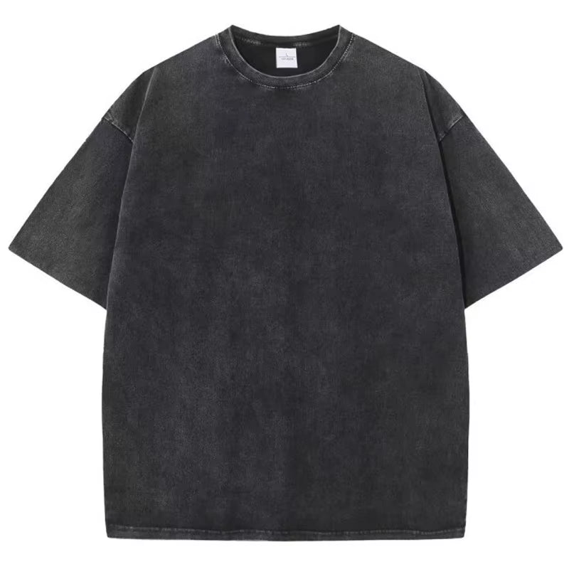 American Style Retro Heavyweight Solid Color Short Sleeved T-Shirt Men Women Summer Street Trendy Washed Old Oversized Clothes