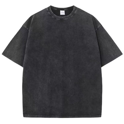 American Style Retro Heavyweight Solid Color Short Sleeved T-Shirt Men Women Summer Street Trendy Washed Old Oversized Clothes