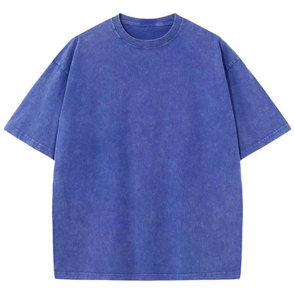 American Style Retro Heavyweight Solid Color Short Sleeved T-Shirt Men Women Summer Street Trendy Washed Old Oversized Clothes