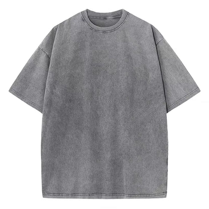 American Style Retro Heavyweight Solid Color Short Sleeved T-Shirt Men Women Summer Street Trendy Washed Old Oversized Clothes